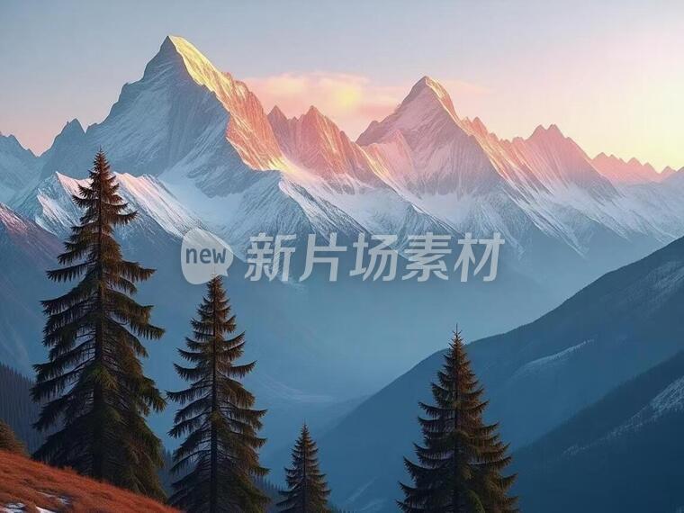 一张有雪山有树的图片4