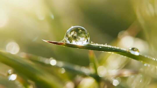 白露草叶露珠唯美清新自然微距视频