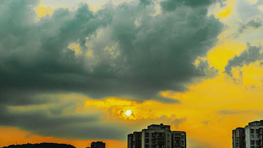 天空日落黄昏夕阳西下自然风光