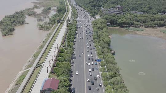 城市  街道 航拍 车流 郊区 交通 公路