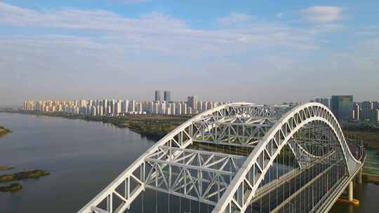 襄阳东津地标六两河大桥航拍视频素材模板下载