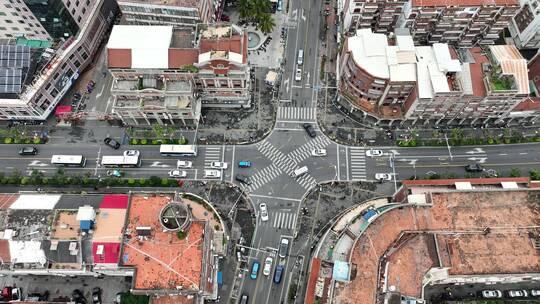 泉州市区交通航拍城市道路老城区街道