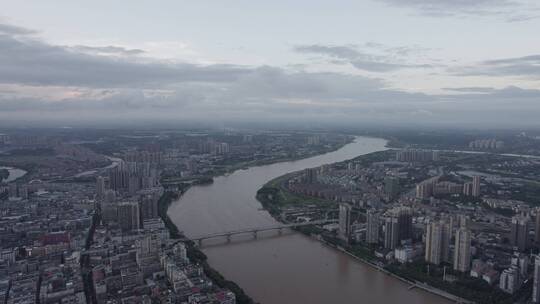4k航拍衡阳湘江风光城市天际线