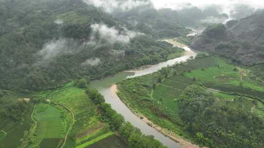 航拍武夷山风景区国家森林公园丹霞地貌风光