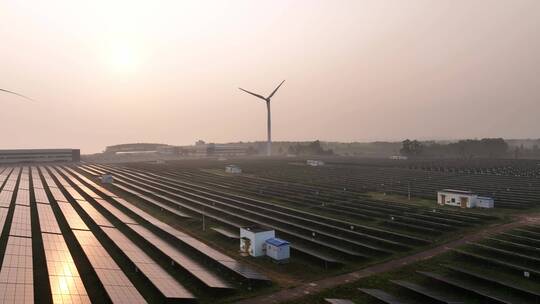 风能风力发电和光伏太阳能发电站