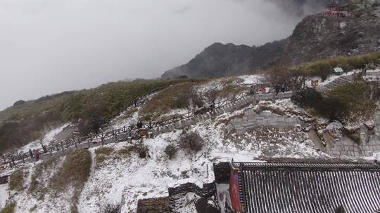 贵州梵净山5A景区雪景航拍