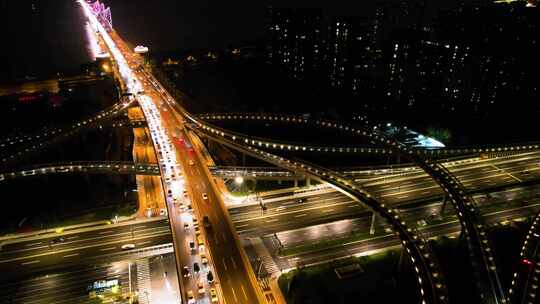 立交桥堵车夜景视频素材