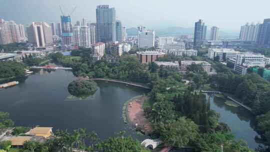 深圳罗湖区荔枝公园及城市建筑视频素材模板下载