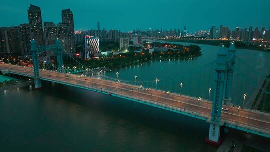 武汉古田桥，夜景俯视环绕镜头