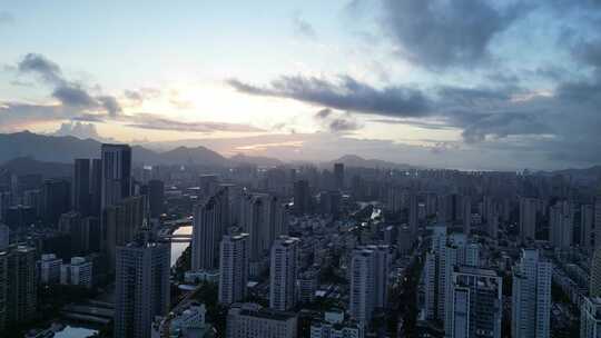 航拍温州城市天际线温州大景鹿城区