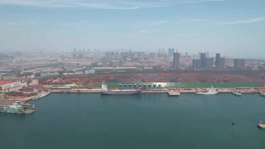 海边港口码头进出口贸易航拍日照港口