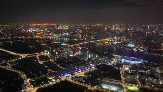 上海浦东新区夜景航拍