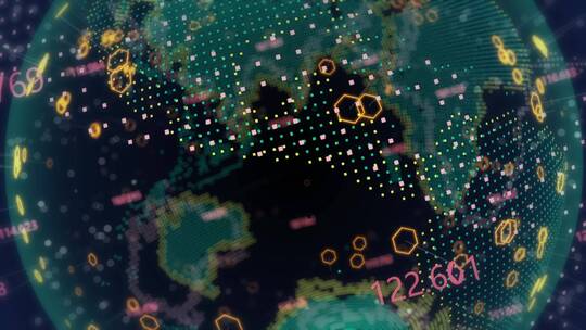 4K全息地球全球网络技术介绍数字发光图形