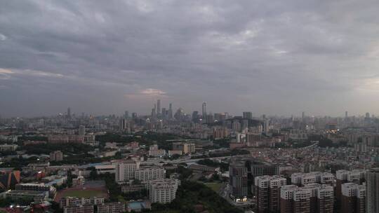 广州 天河 车流 黄昏 日落 灯光 延时 航拍视频素材模板下载