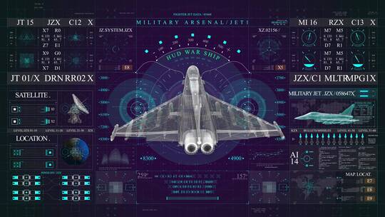 战斗机显示器智能中心屏幕操作系统HUD界面