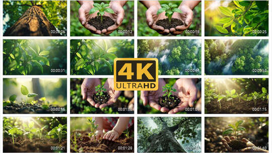 4K希望植树节森林树苗成长参天大树2高清在线视频素材下载