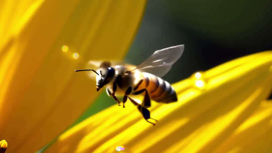 花丛中忙碌的蜜蜂