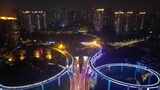 航拍重庆菜园坝大桥夜景高清在线视频素材下载