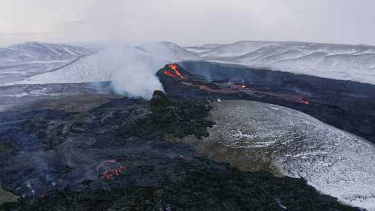 火山，喷发，熔岩，烟雾