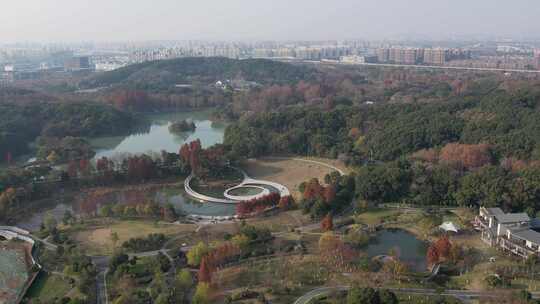 深秋的芜湖神山公园风光航拍素材