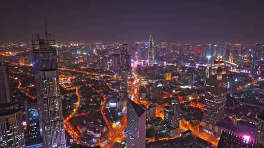 航拍天津小白楼夜景