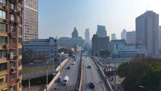 上海黄浦区河南中路航拍风景街道街景街头城