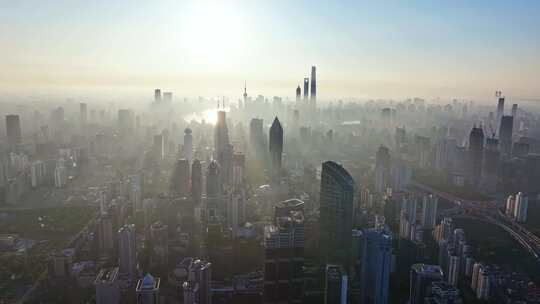 上海日出 上海 晨雾 城市 北上广 建筑