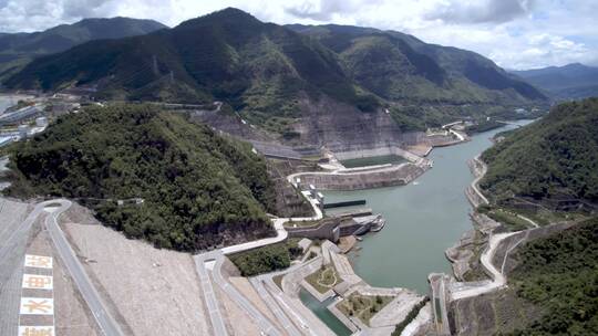 澜沧江水库 水电 水坝 水电工程建设 航拍视频素材模板下载