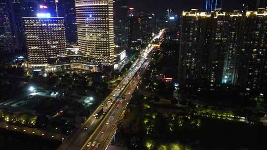 广州猎德大桥夜景车流