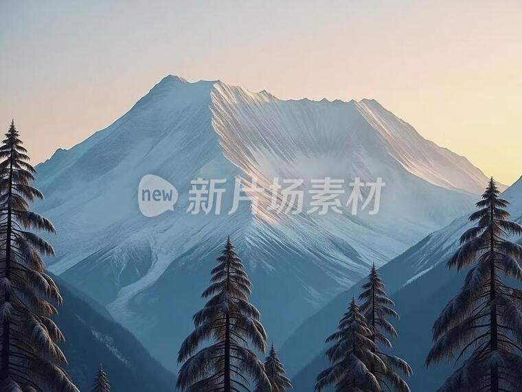 一张有雪山有树的图片10