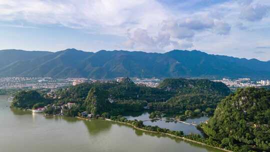 广东肇庆七星岩风景区自然风光延时摄影航拍视频素材模板下载