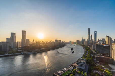 上海 黄浦江 陆家嘴 日落 浦西