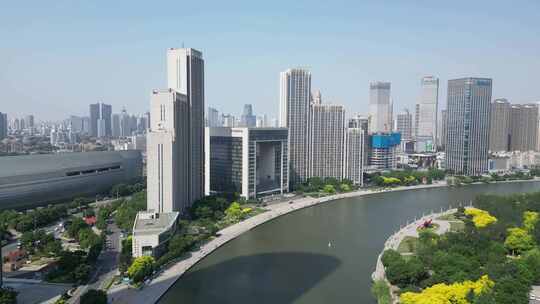 天津海河两岸高楼建筑航拍视频素材模板下载