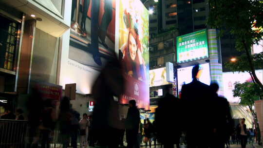 香港夜景人流逐格