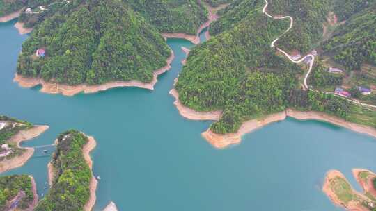 水库湖泊农田水利湖北恩施车坝河水库航拍