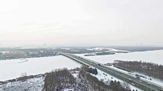 【合集】哈尔滨松北大道雪后航拍