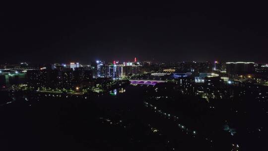 绍兴锦帆路桥与梅山南桥城市夜景