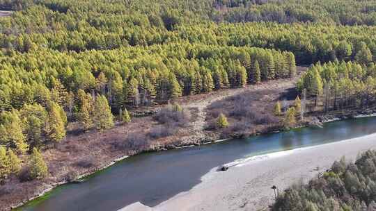 4K航拍无人机根河源湿地公园素材