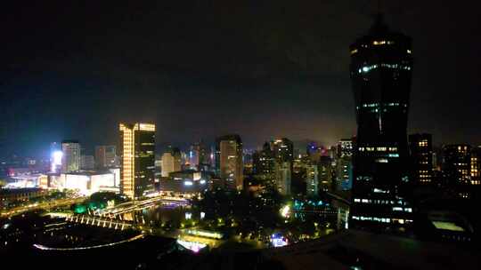 杭州市区西湖文化广场夜景视频素材