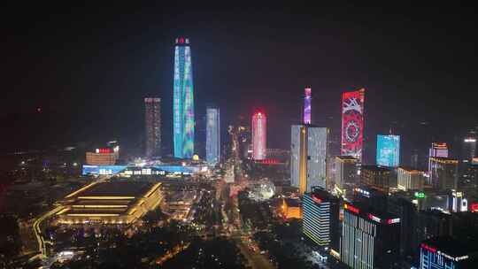 东莞市民盈国贸中心夜景航拍