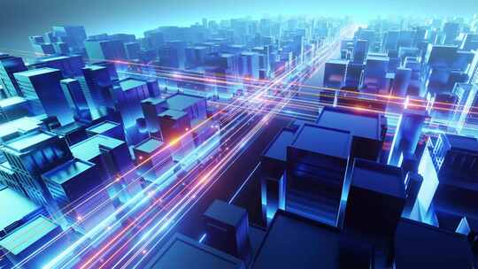 宣传片城市数据在快速的穿梭移动