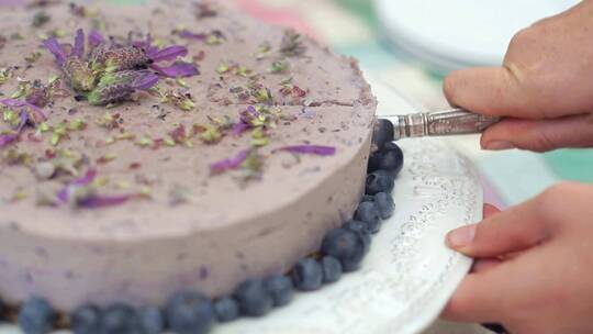刀切蓝莓蛋糕