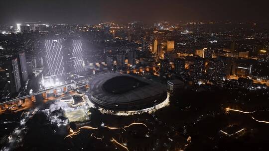 上海虹口区夜景延时航拍视频素材模板下载
