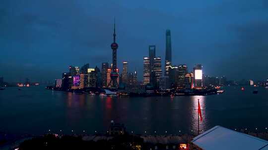 上海黄浦江夜景 外滩 东方明珠 延时拍摄