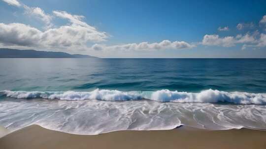 海边海浪拍打沙滩景色