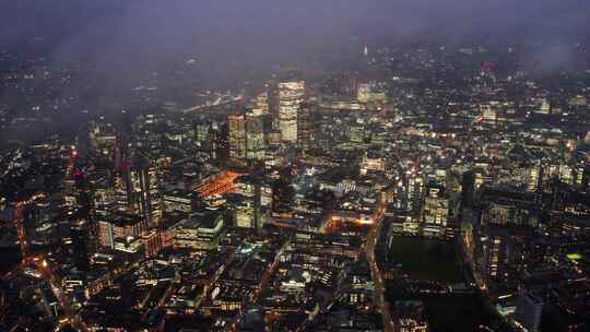 欧洲英国伦敦城市航拍夜景