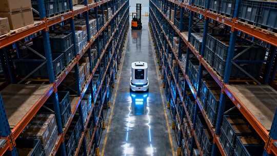 仓库内叉车与AGV小车作业场景