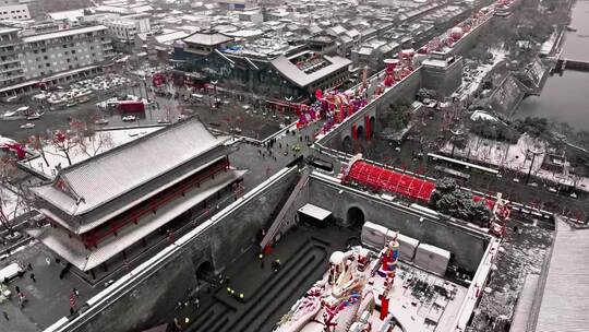 西安永宁门 灯会 雪景