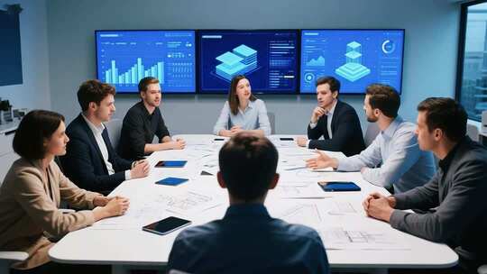 办公室团队会议讨论场景