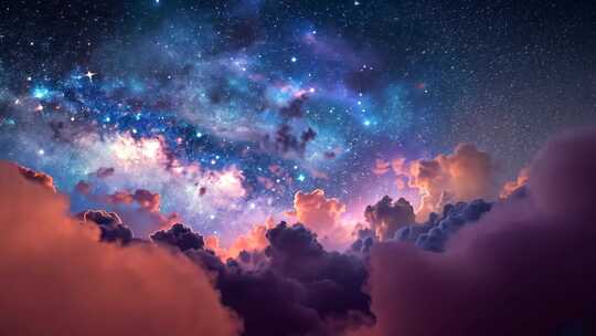 梦幻星空与云海背景素材